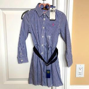Ralph Lauren pinstripe navy dress with belt